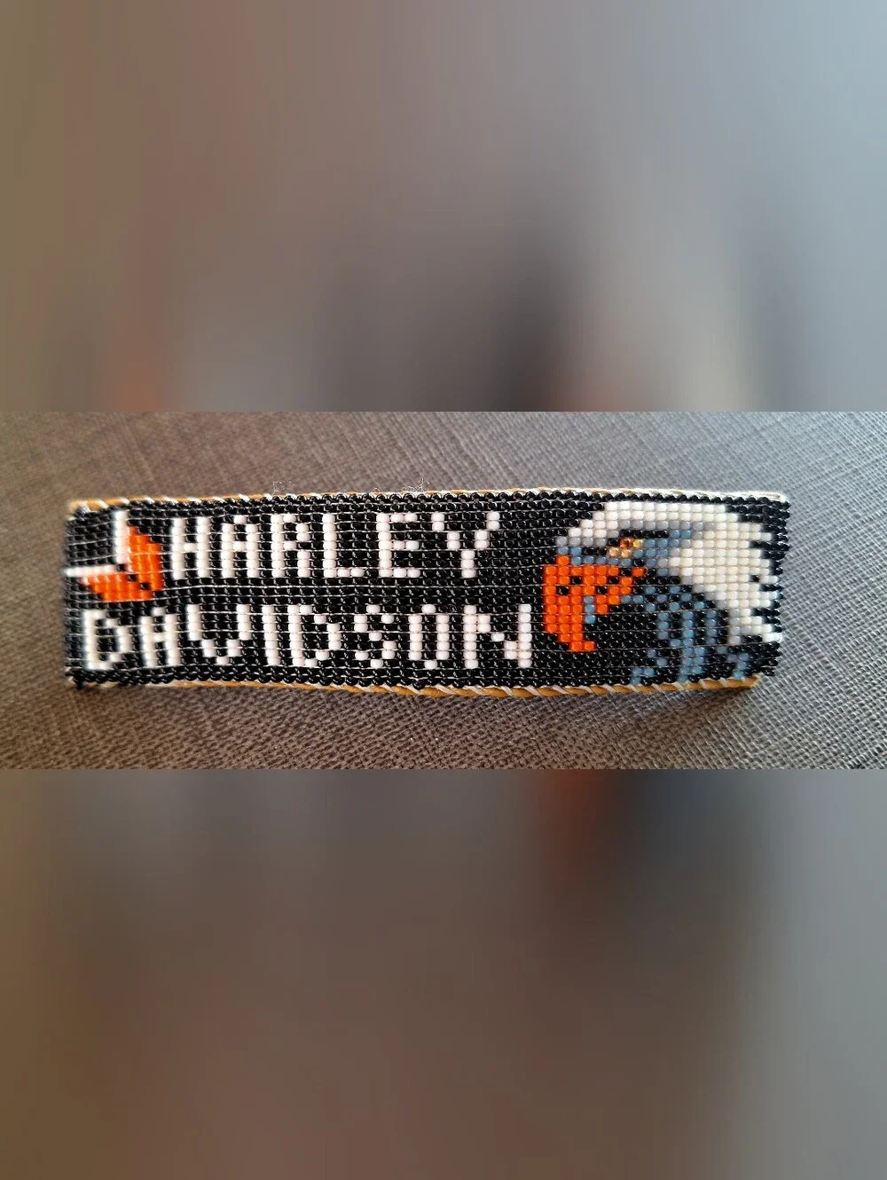 Harley Davidson Beaded Barrette